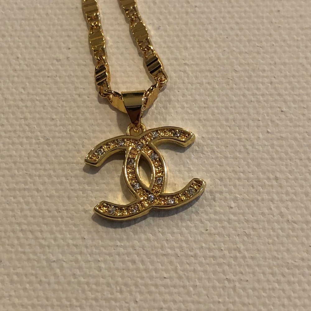 Gold Double-C Logo Pendant Necklace